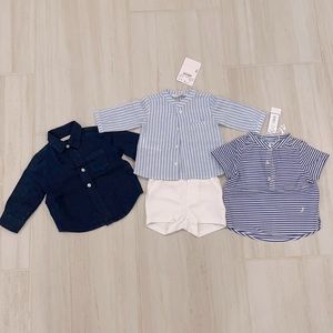 Baby Boy Blue and White Button Downs and white shorts